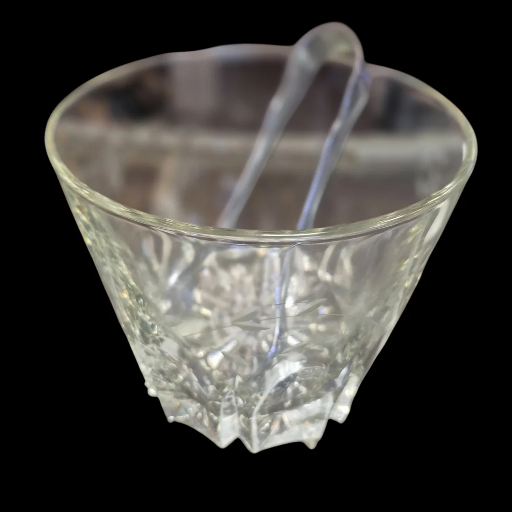 Elegant Clear Glass Tumbler with Tongs